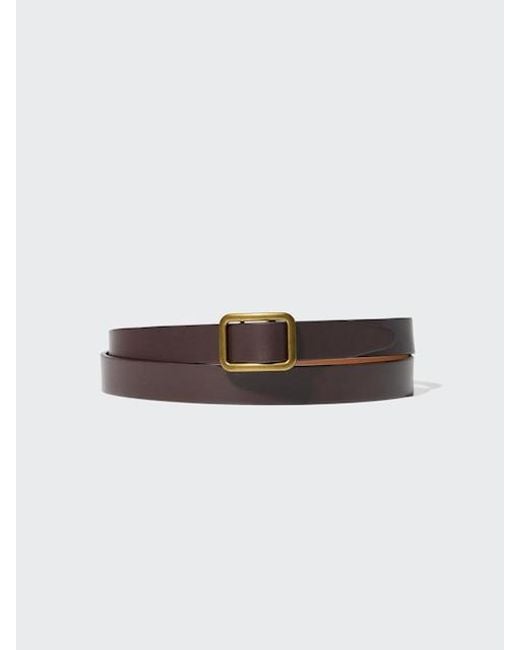 Uniqlo White Reversible Holeless Narrow Belt