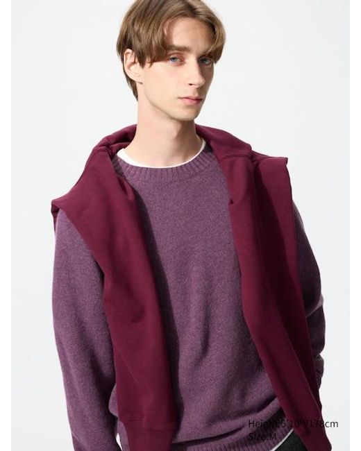 Uniqlo Purple Lambswool Crew Neck Jumper for men