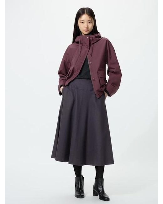 Uniqlo Purple Brushed Jersey Flared Skirt