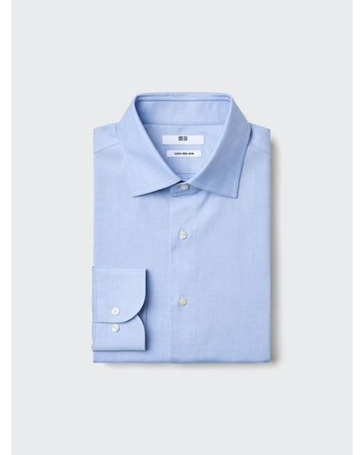 Uniqlo Blue Super Non-Iron Regular Fit Shirt (Spread Collar) for men