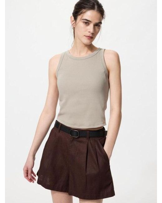 Uniqlo Natural Ribbed Cropped Bra Top