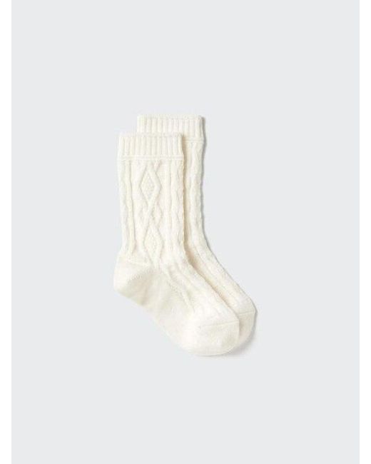 Uniqlo White Heattech Socks (Cable)