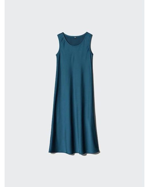 Uniqlo Blue Satin Dress (Sleeveless)