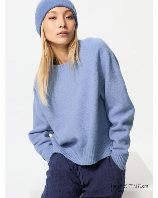 Uniqlo Blue Soufflé Yarn Crew Neck Jumper
