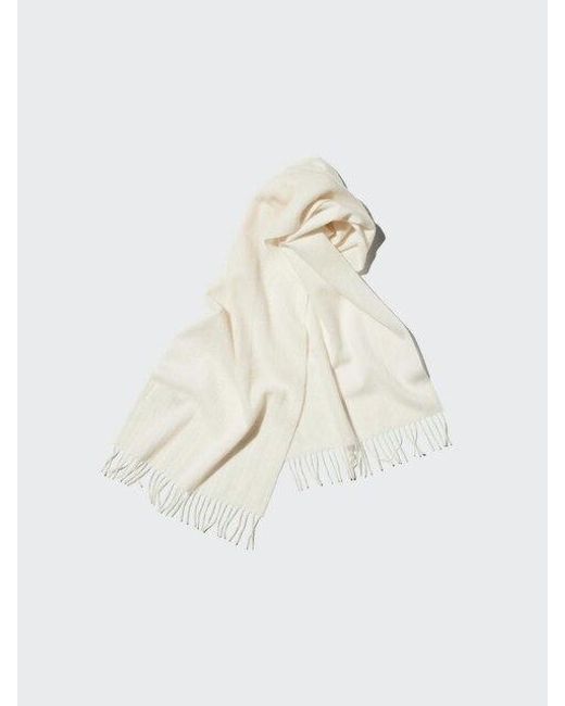 Uniqlo White 100% Cashmere Scarf for men