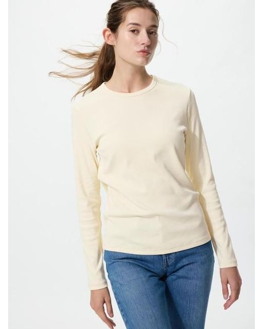 Uniqlo White Soft Ribbed T-Shirt (Long Sleeve)