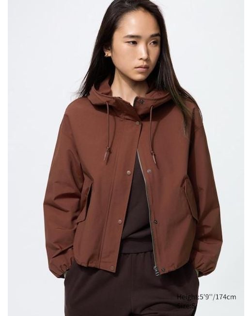 Uniqlo Brown Cotton Blend Short Parka