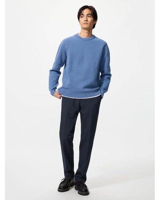 Uniqlo Blue Airsense Trousers (Wool-Like, Longer) for men