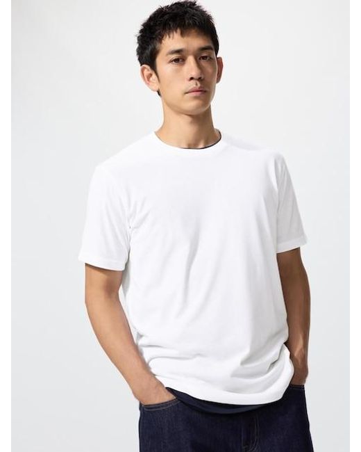 Uniqlo White Dry Colour Crew Neck T-Shirt for men