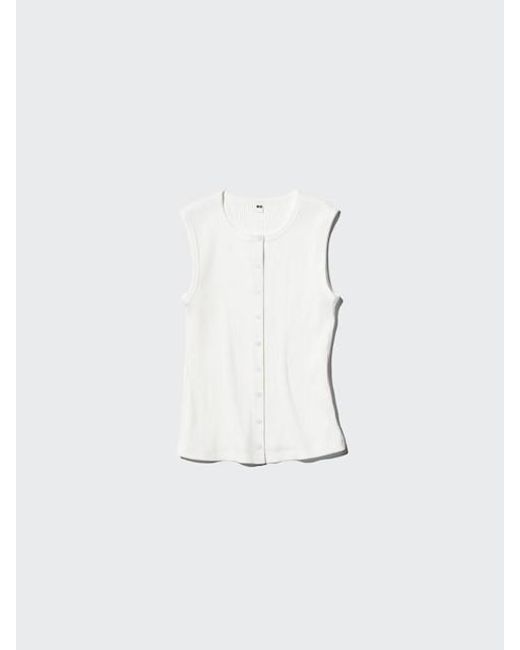 Uniqlo White Button-Down Top (Sleeveless)
