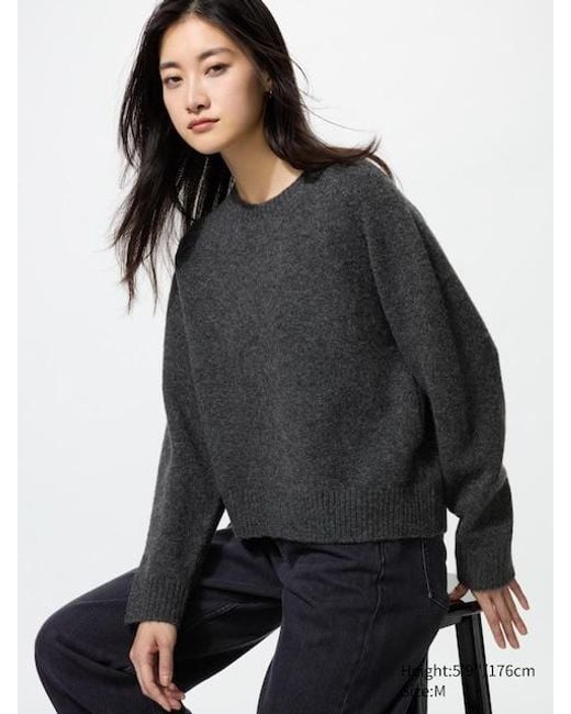 Uniqlo Black Soufflé Yarn Crew Neck Jumper