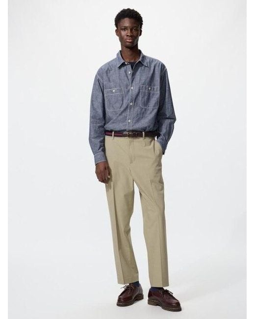 Uniqlo White Smart Ankle Trousers for men