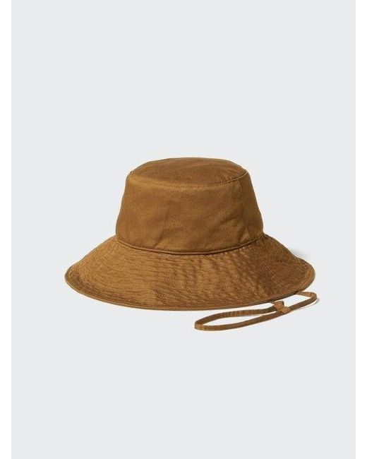 Uniqlo Brown Uv Protection Cotton Linen Wide Brim Hat