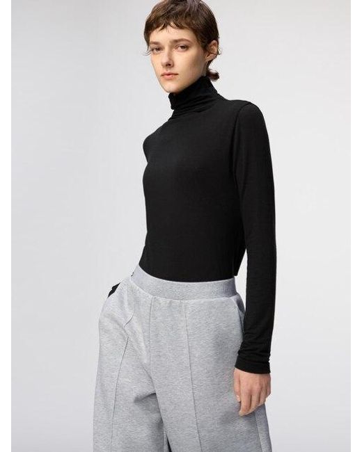 Uniqlo Black Heattech Extra Warm Cashmere Blend Turtleneck T-Shirt (Long Sleeve)