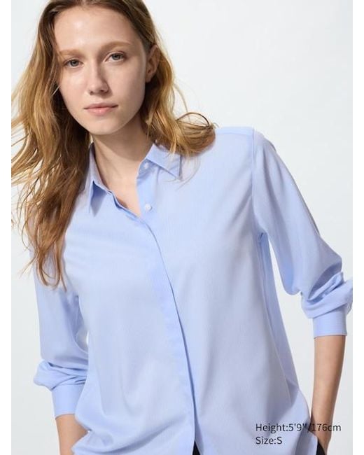 Uniqlo Blue Rayon Blouse (Striped)