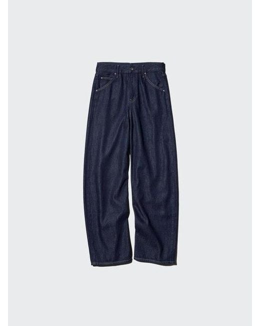 Uniqlo Blue Baggy Barrel Leg Jeans (Longer) for men
