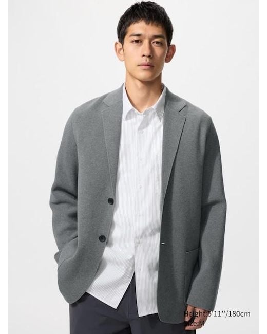 Uniqlo Gray Milano Ribbed Jacket for men