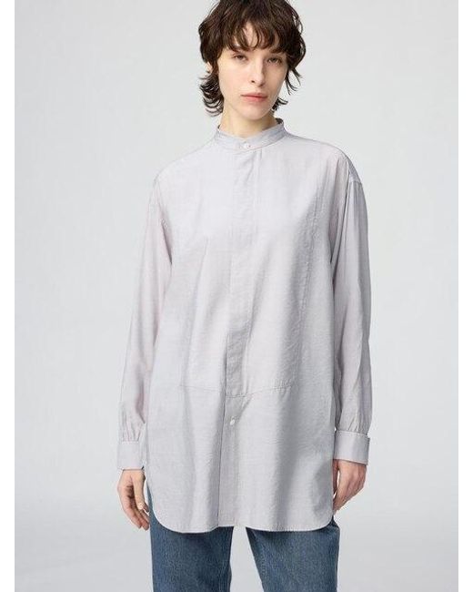 Uniqlo White Stand Collar Shirt (Long Sleeve)