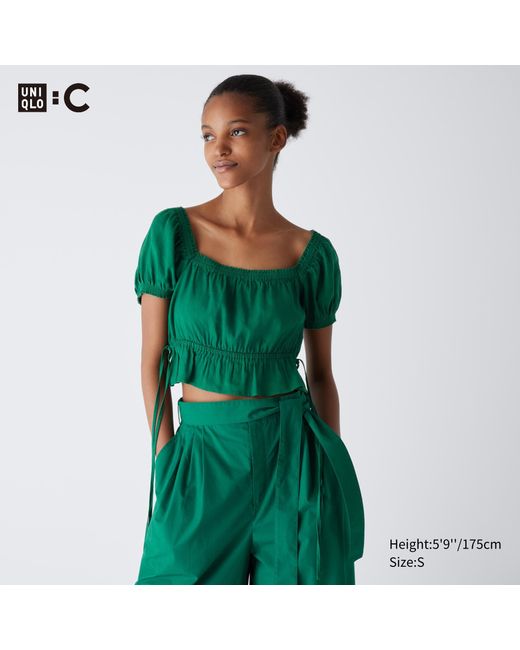 Viscosa Blusa Corta Uniqlo de color Green