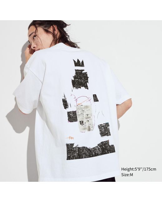 Algodón Jean-Michel Basquiat King Pleasure UT Camiseta Estampado Gráfico Uniqlo de hombre de color White