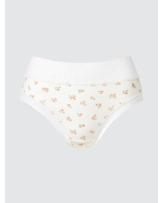 Uniqlo White Briefs (High Rise, Flowers)