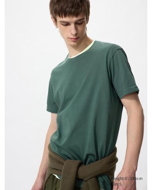 Uniqlo Green Dry Colour Crew Neck T-Shirt for men