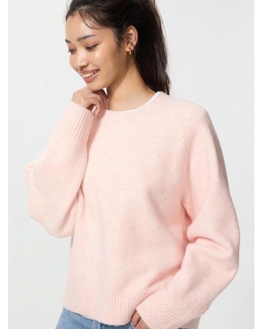 Uniqlo Pink Soufflé Yarn Crew Neck Jumper