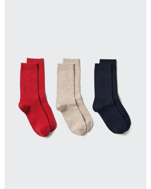 Uniqlo Red Socks (Ribbed, 3 Pairs)