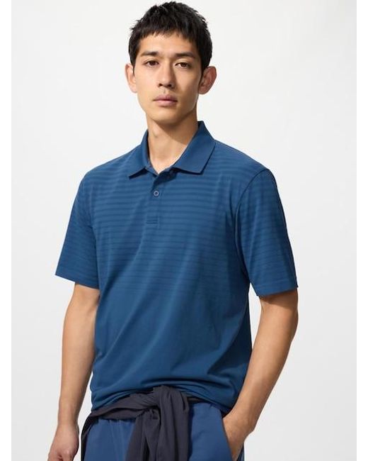 Uniqlo Blue Dry-Ex Polo Shirt (Patterned) for men