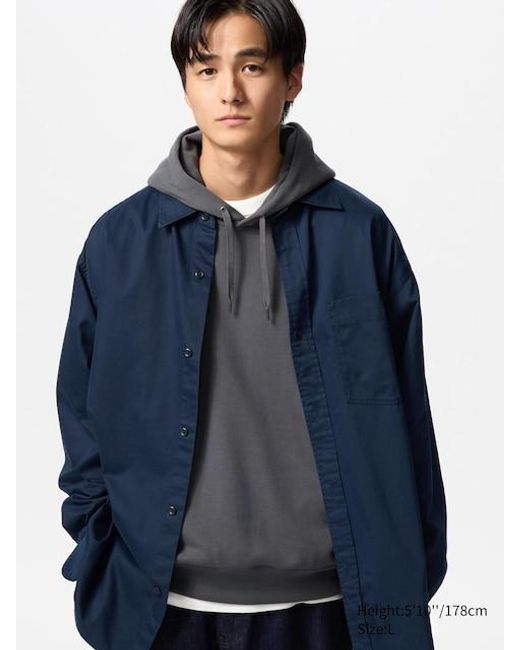 Uniqlo Twill Hemdjacke in Blue für Herren
