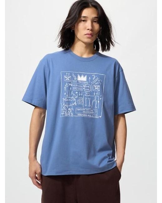 Uniqlo Blue Ny Pop Art Ut Graphic T-Shirt (Jean-Michel Basquiat) for men