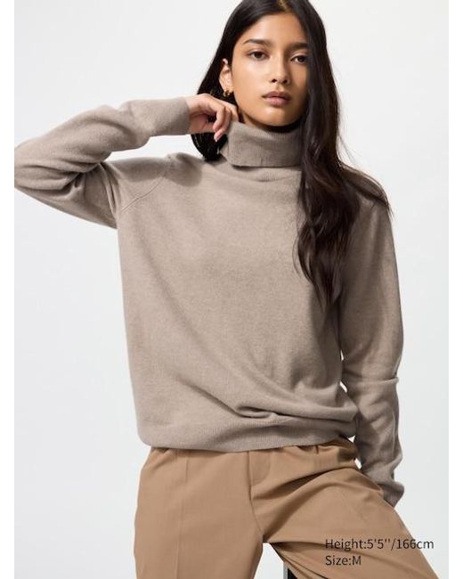 Uniqlo Brown 100% Cashmere Turtleneck Jumper