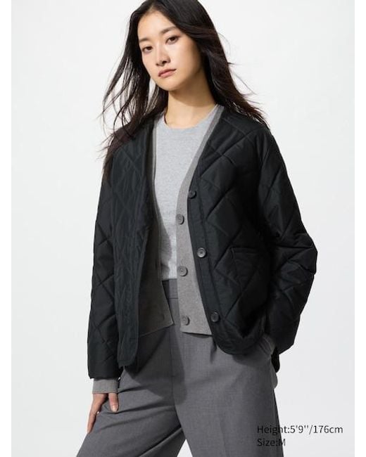 Uniqlo Black Puffertech Collarless Jacket