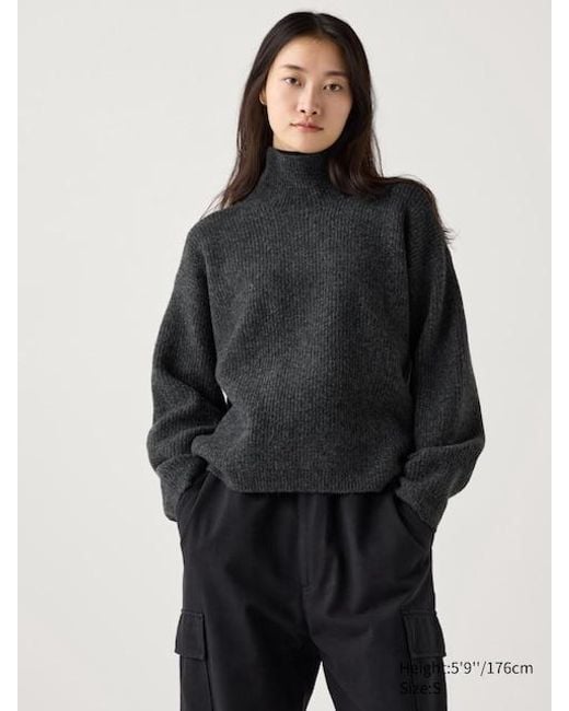 Uniqlo Gray Soufflé Yarn High Neck Jumper