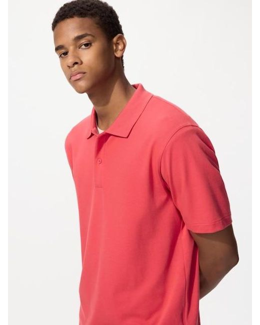 Uniqlo Red Airism Cotton Piqué Polo Shirt for men