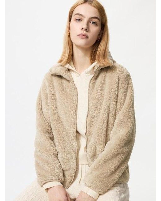 Uniqlo Natural Fluffy Yarn Fleece Full-Zip Jacket