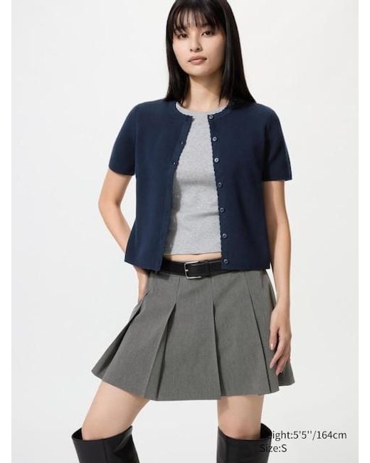 Uniqlo Blue Scalloped Crew Neck Cardigan (Short Sleeve)