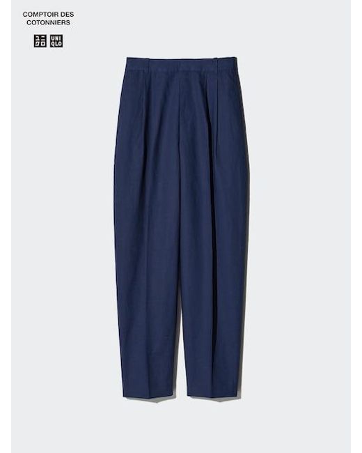 Pantalón Lino Mezcla Barrel Leg (Largo) Uniqlo de color Blue