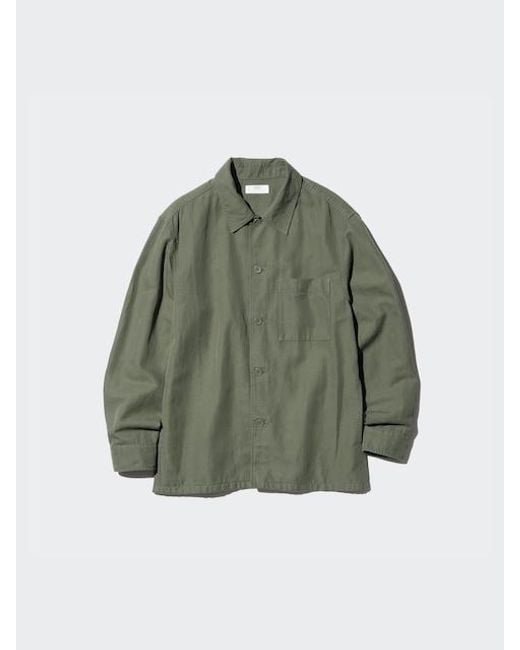 Uniqlo Leinenmix Hemdjacke in Green für Herren