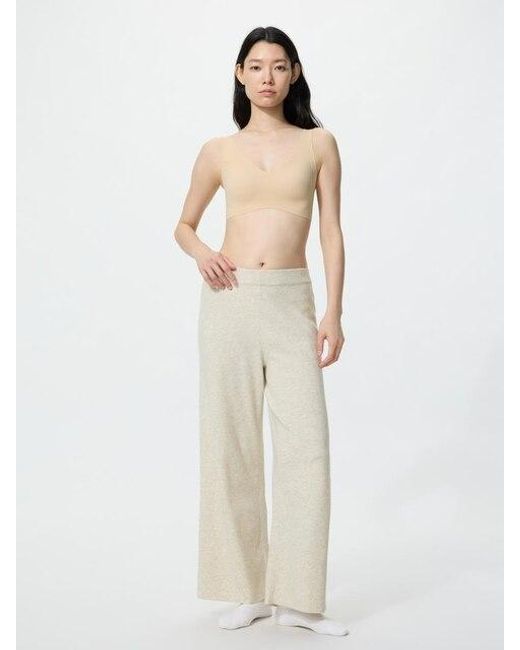 Uniqlo White Washable Knit Trousers (Smooth)