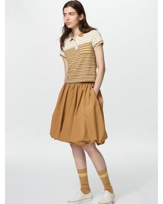 Uniqlo White Balloon Gathered Midi Skirt