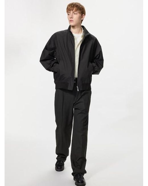 Uniqlo Black Pleated Wide Trousers (Longer) for men