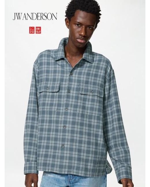 Uniqlo Blue Flannel Shirt (Checked) for men
