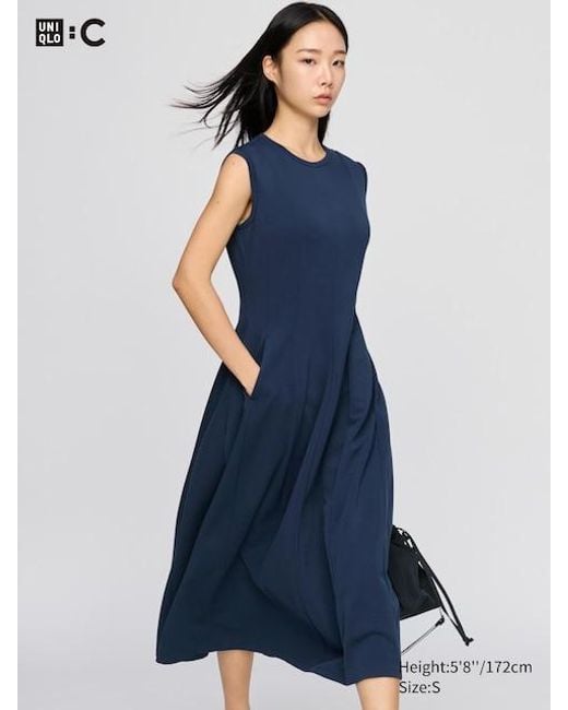 Uniqlo Blue Fit And Flare Dress (Sleeveless)