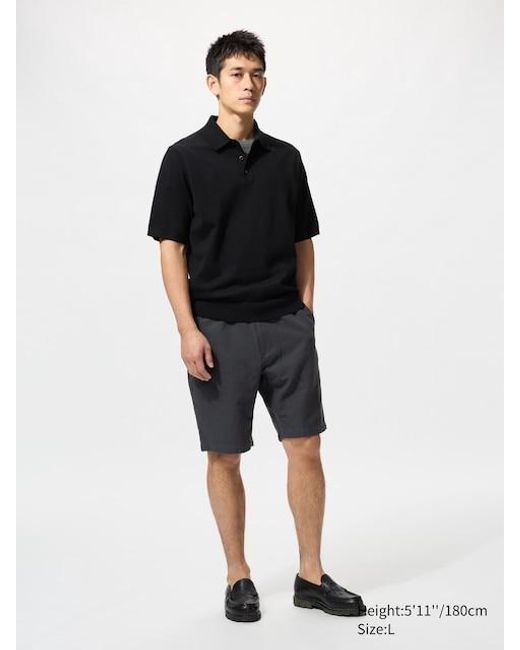 Uniqlo Black Linen Blend Shorts for men