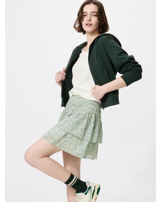Uniqlo Green Volume Mini Skirt (Shirring, Frill)