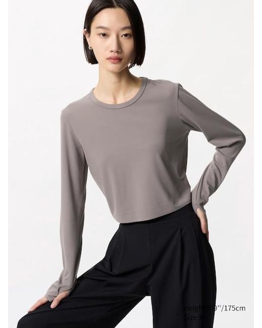 Maglia Airism Soft Taglio Corto di Uniqlo in Gray