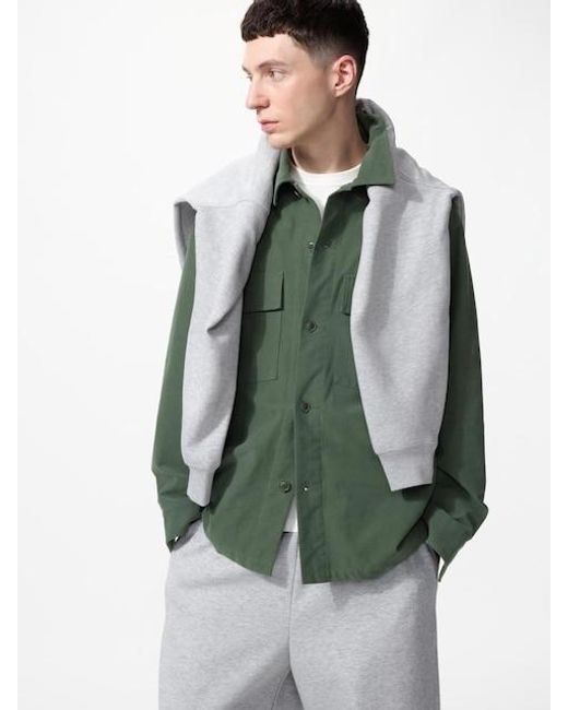 Uniqlo Green Jersey Oversized Overshirt for men