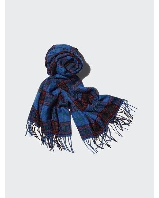 Uniqlo Blue Heattech Scarf (Patterned) for men