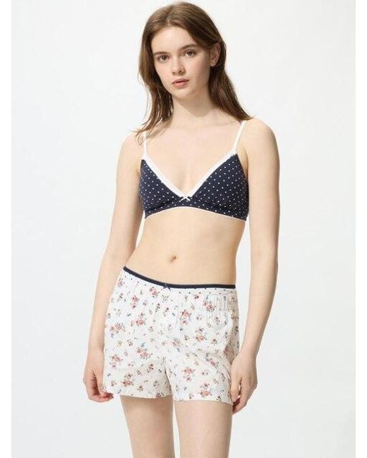 Uniqlo White Cotton Boxer Easy Shorts (Printed)